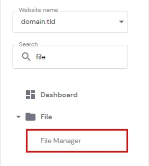 Hostinger hPanel 侧边栏,File Manager 菜单选项已高亮显示