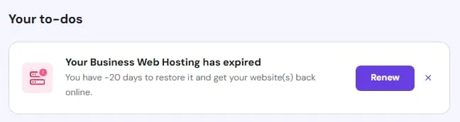 Business Web Hosting 过期通知及高亮的续费按钮