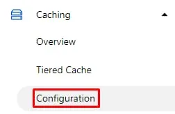 Cloudflare 缓存菜单,已选择 Configuration