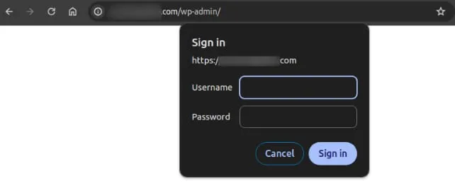 WordPress 管理员登录弹窗，用于登录的用户名字段已高亮显示
