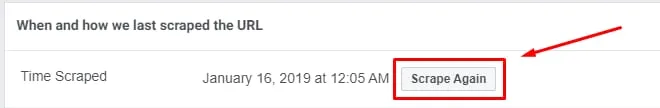 URL 抓取历史记录面板中的 Scrape Again 按钮